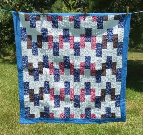 lap quilt in red, white, blue