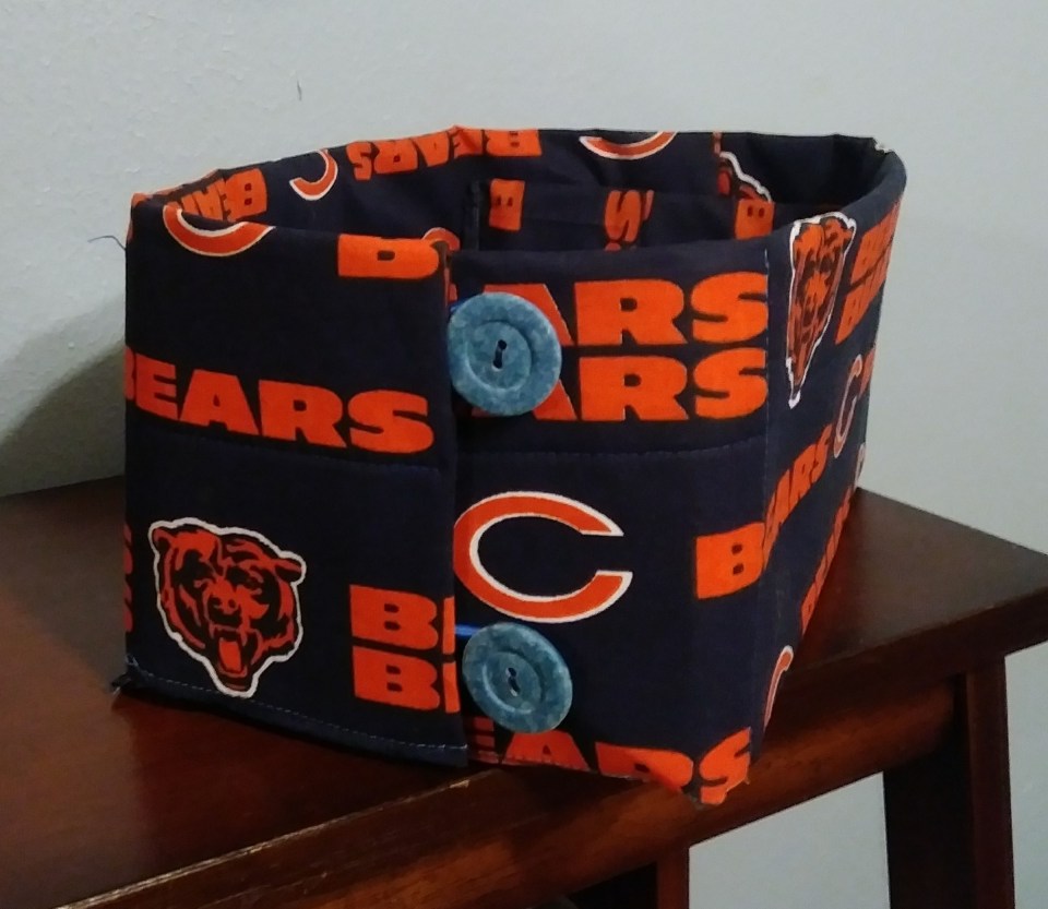 button closure on fabric basket