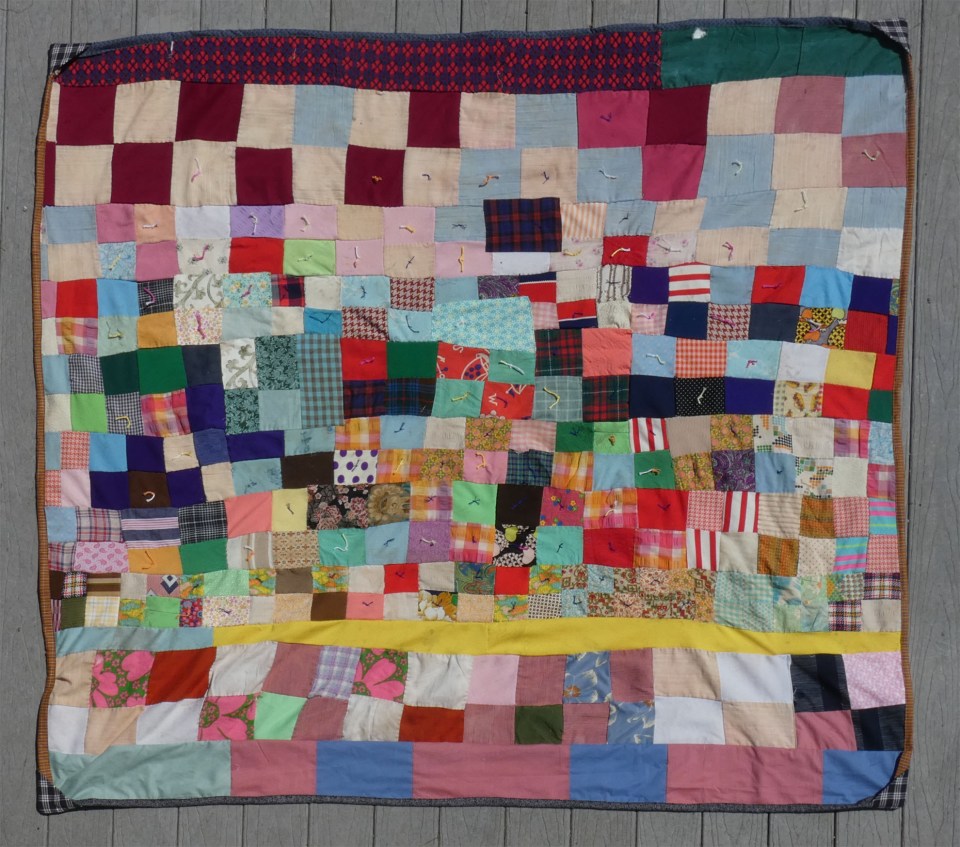 1970s quilt of polyester scraps