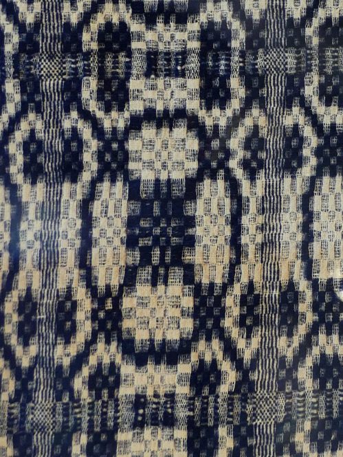 close up of handwoven coverlet