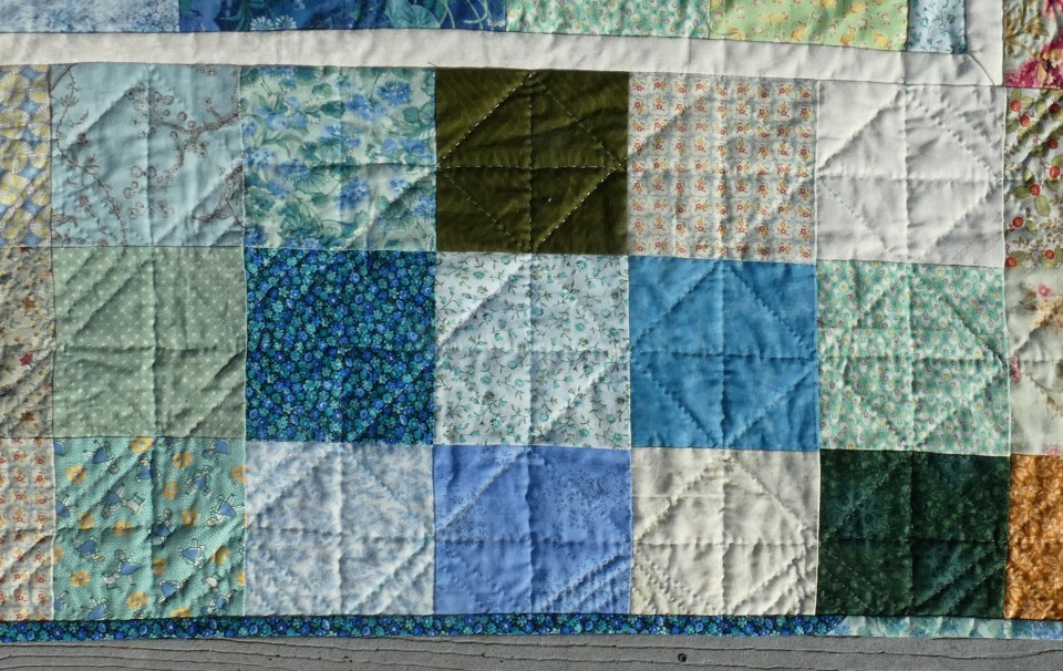 hand stitching on quilt blocks