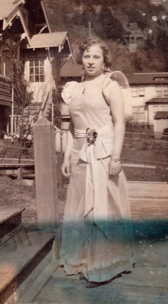 woman in formal dress, Alaska, 1930s