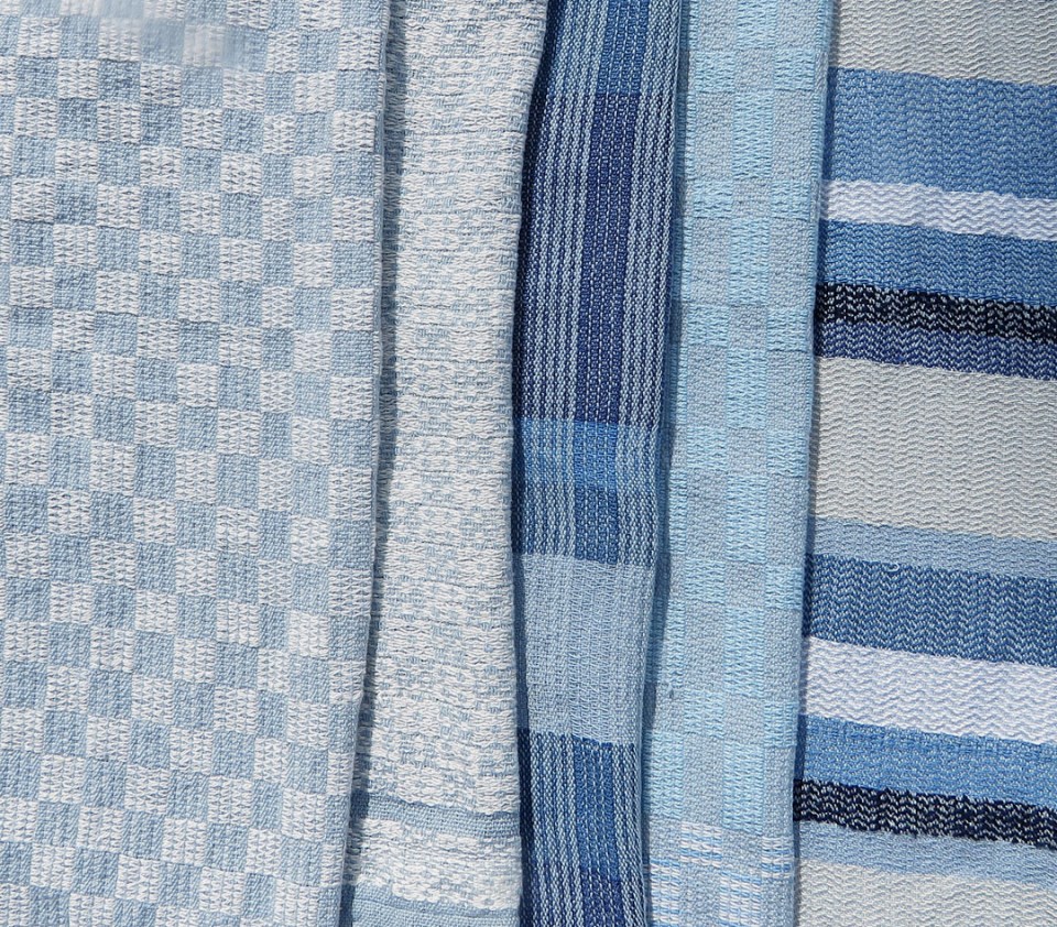 close up of handwoven dish towels