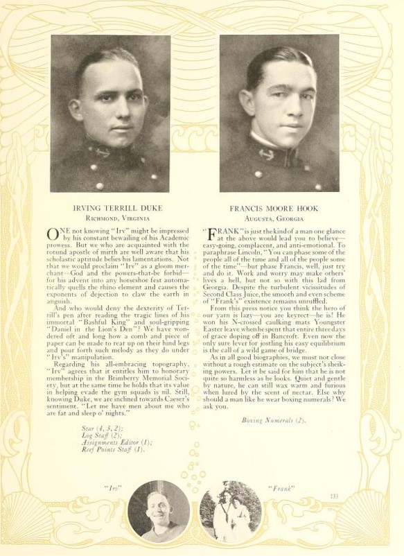 a yearbook page with two cadets' bios